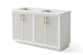 Hamptons Fluted Double Vanity 1500mm - White with Brass Handles