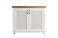 Hamptons White Shaker Vanity 1200mm - Fluted Doors with Solid Oak Top