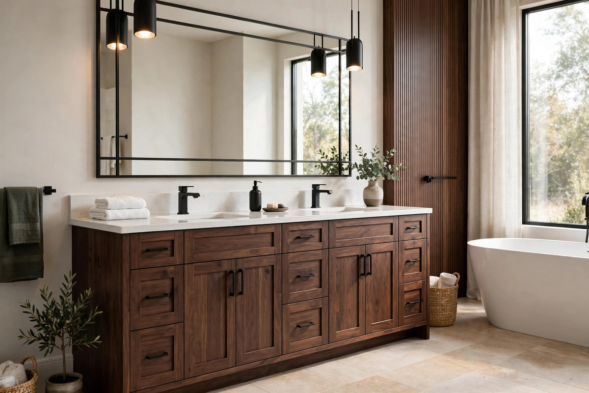 Fluted Oak Floating Vanity - Light Oak Ribbed Detail - Single/Double - Flat Pack (Stone Not Included) From$2499