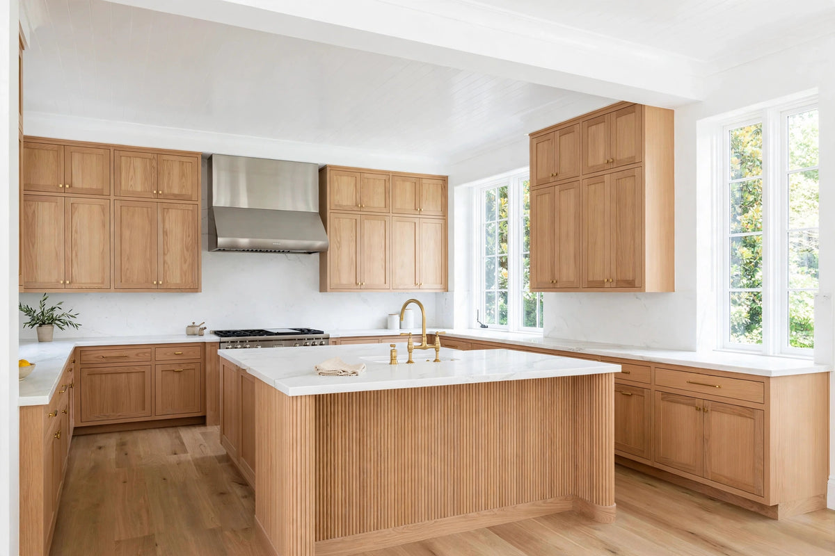 Side view of custom White Oak kitchen