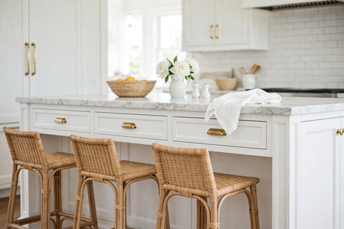 Hampton's Coastal Kitchen Package - White Shaker + Brass Handles - Flat Pack (Benchtop Not Included) From $5999