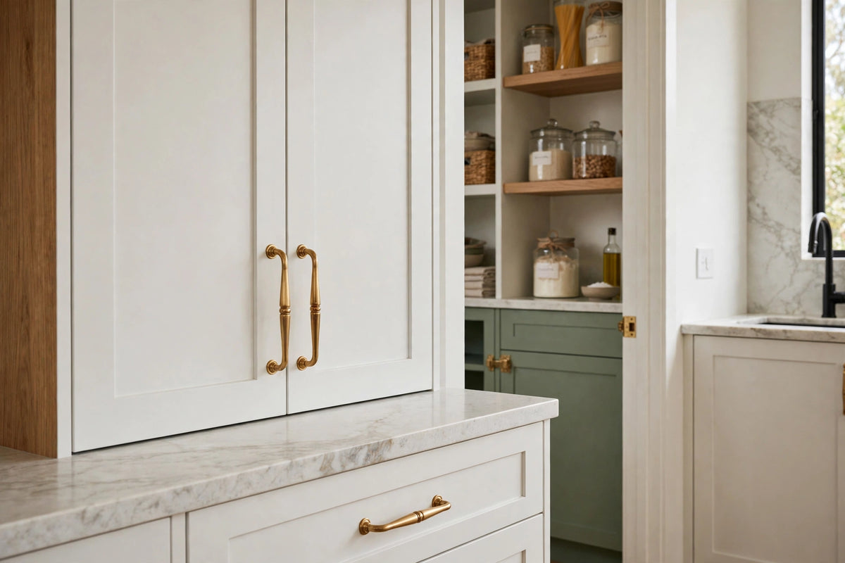 2026 Trend - White Transitional Kitchen with Butler Pantry & Wine Fridge Space - Flat Pack From $5999
