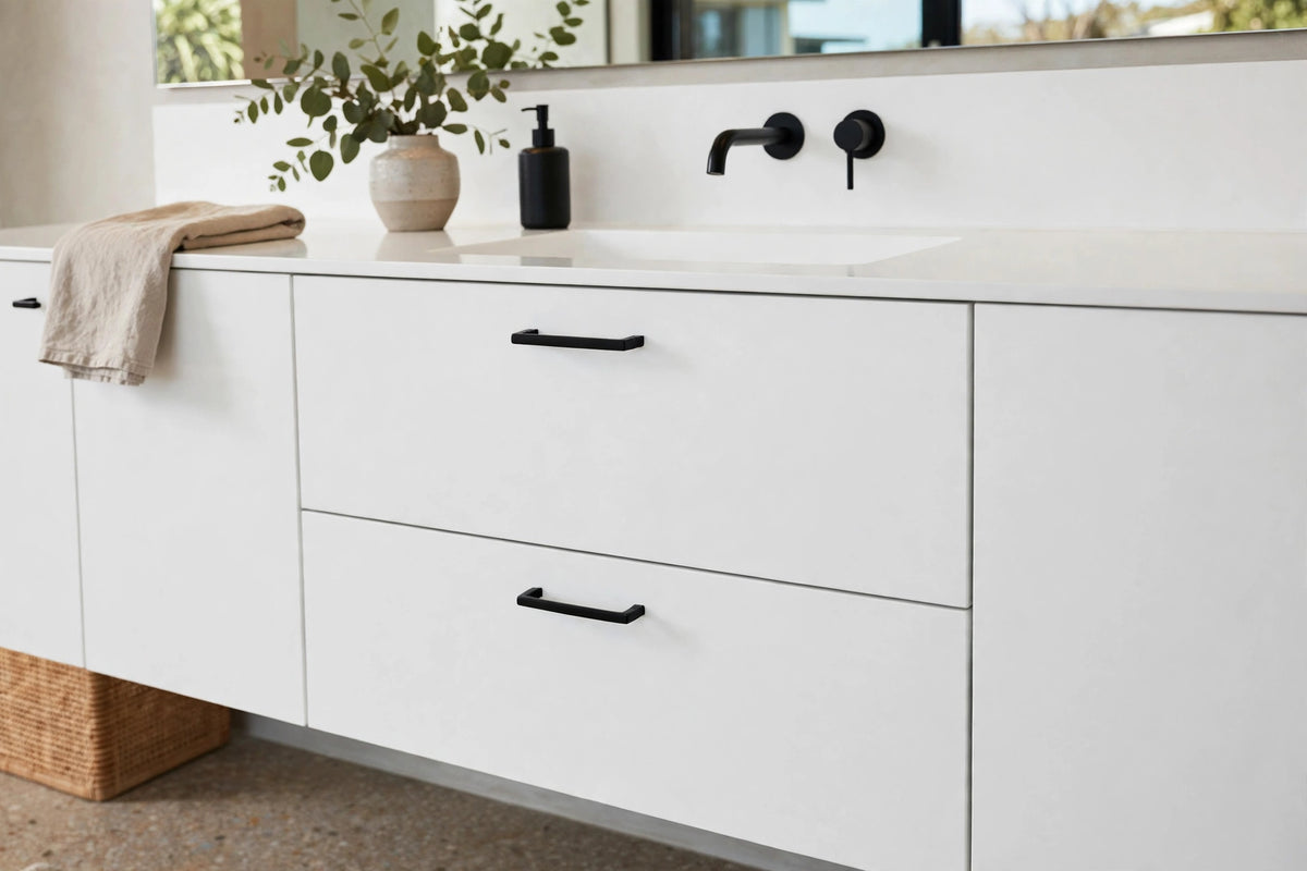 All White Flat Panel Floating Vanity - Minimalist White - Single/Double - Flat Pack From $1999