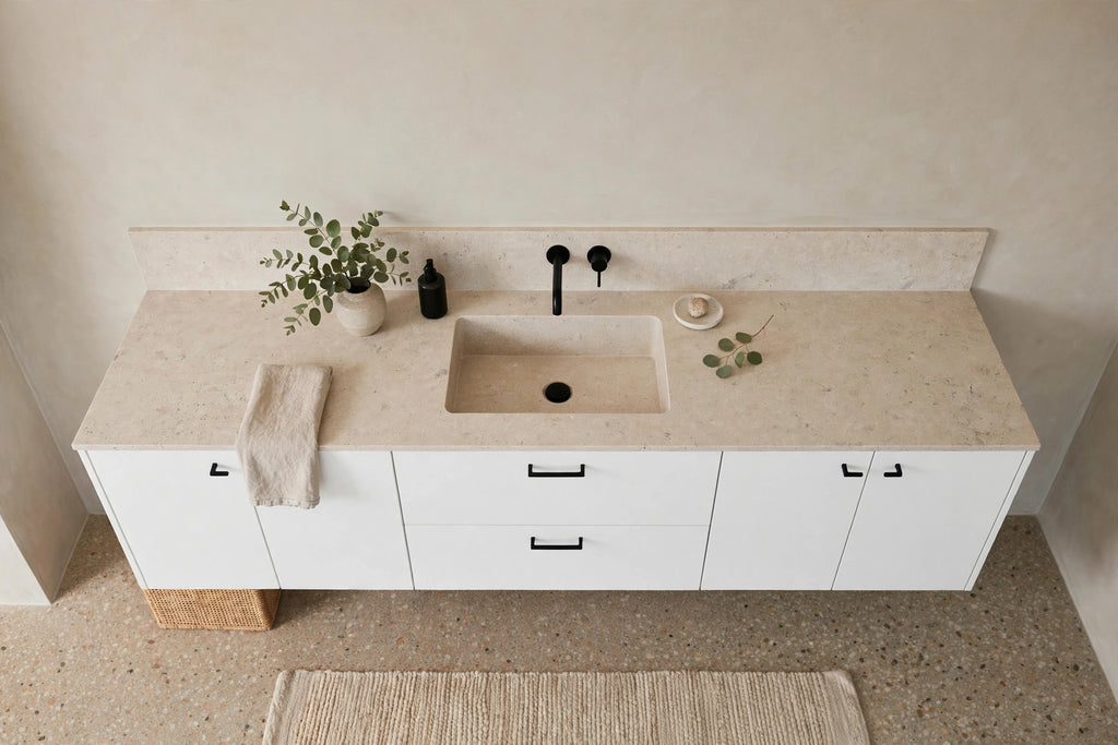 All White Flat Panel Floating Vanity - Minimalist White - Single/Double - Flat Pack From $1999