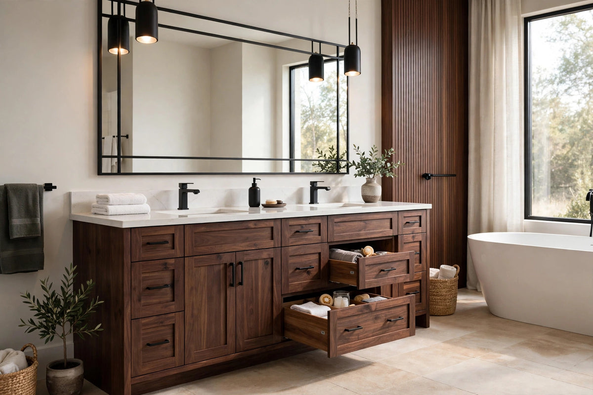 Fluted Oak Floating Vanity - Light Oak Ribbed Detail - Single/Double - Flat Pack (Stone Not Included) From$2499